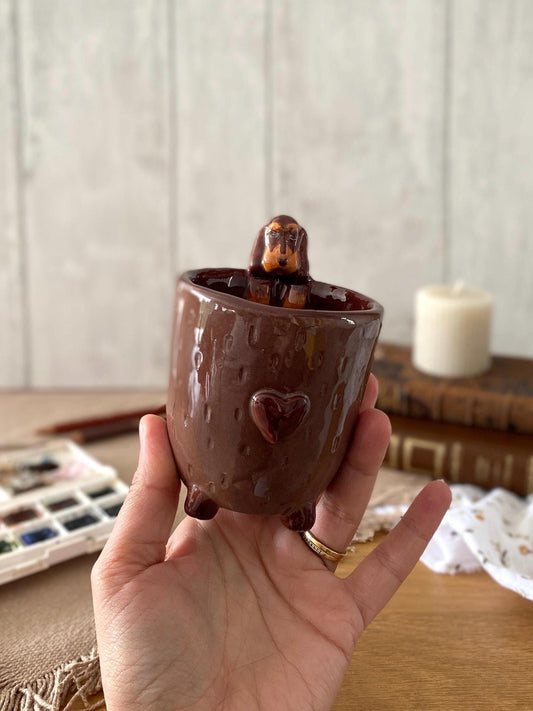 Gobelet à eau, pour aquarelle, peinture PERSONNALISABLE, animal, mug, tasse en céramique, tasse à café, thé