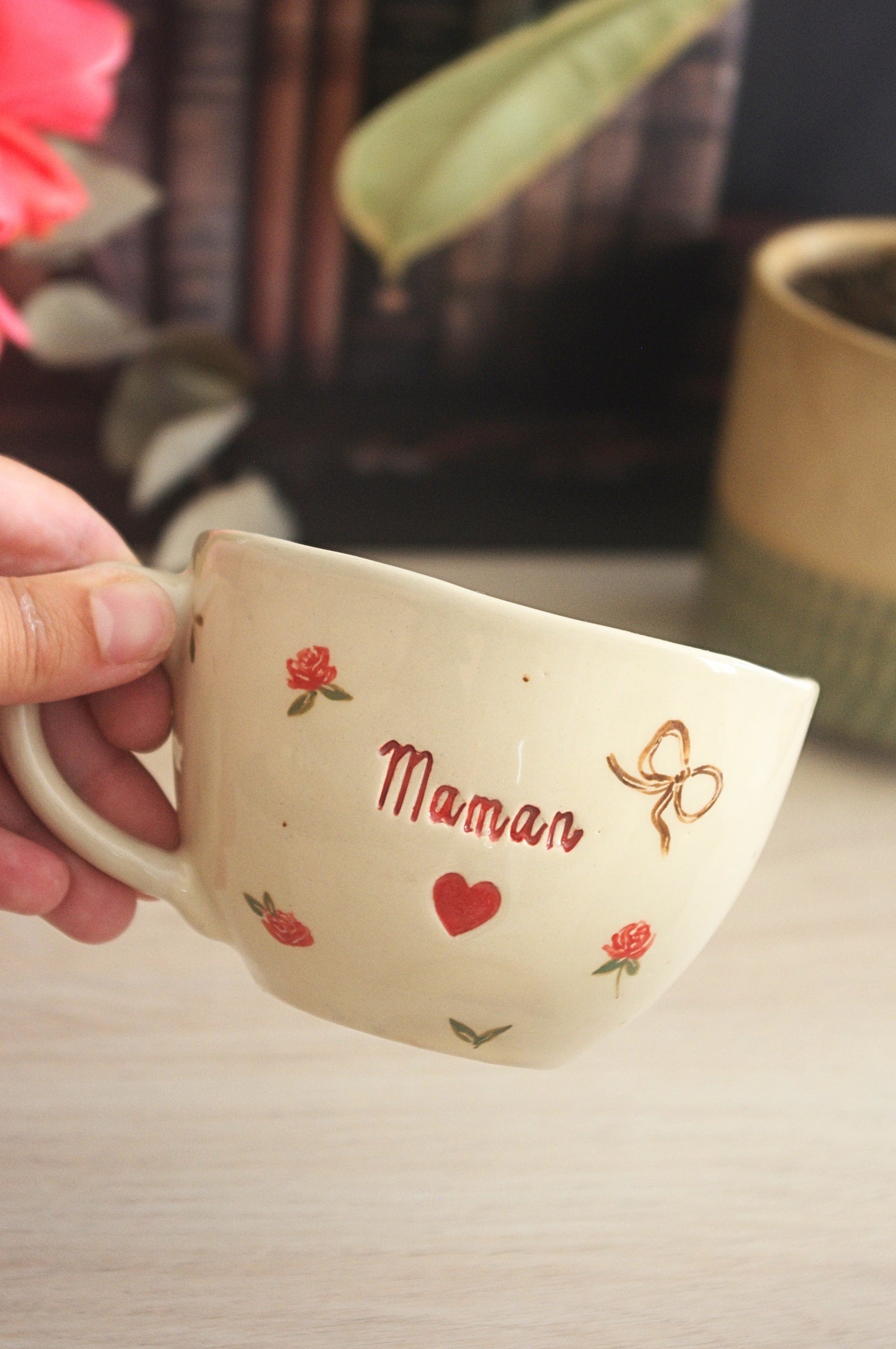 Tasse Maman fête des mères, Romantique 🌹🎀🤎