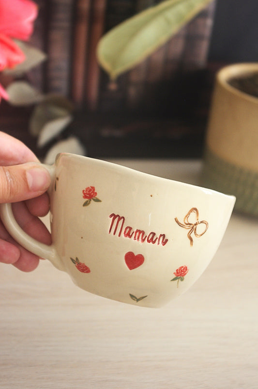 Tasse Maman fête des mères, Romantique 🌹🎀🤎