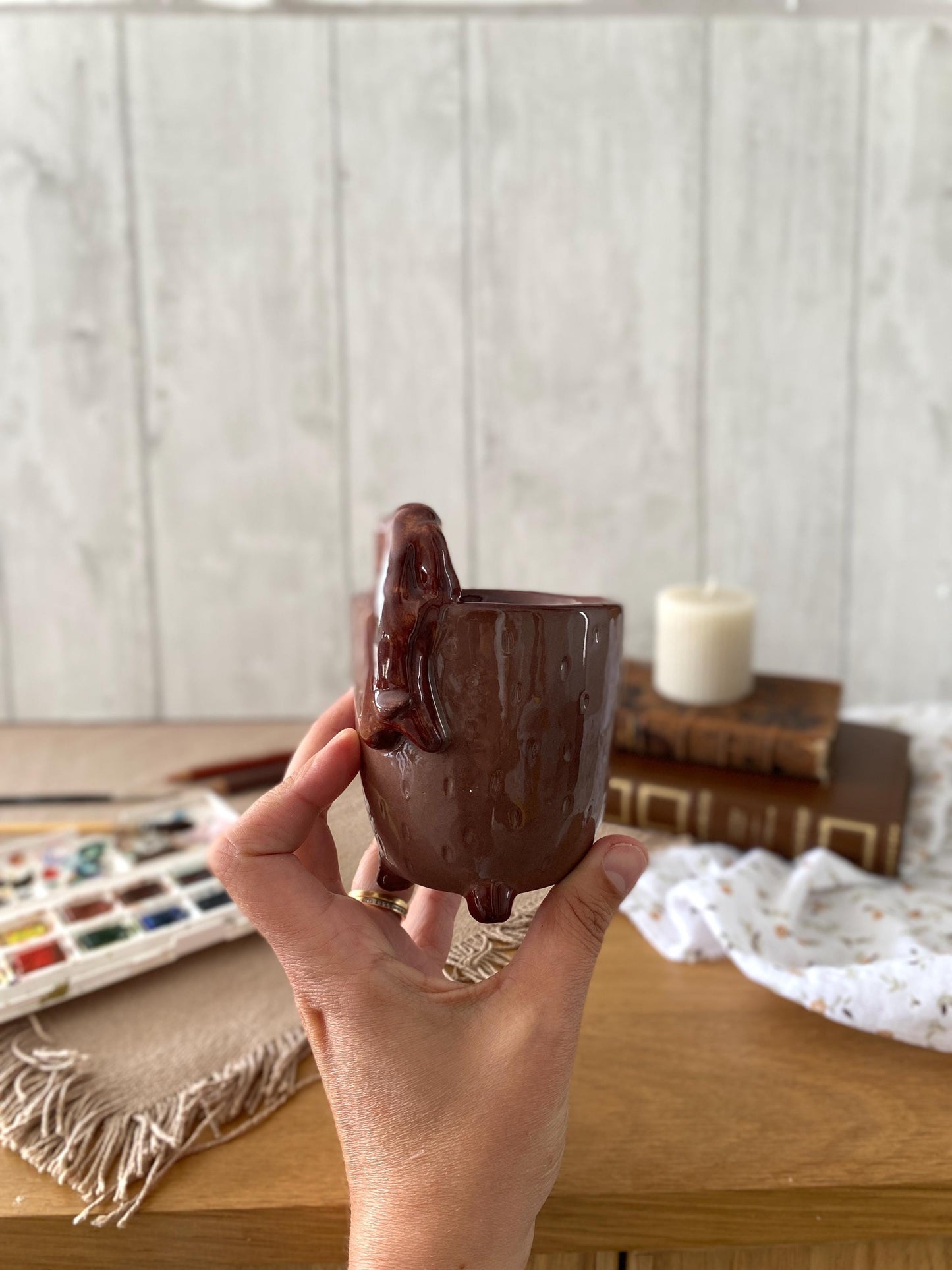 Gobelet à eau, pour aquarelle, peinture PERSONNALISABLE, animal, mug, tasse en céramique, tasse à café, thé