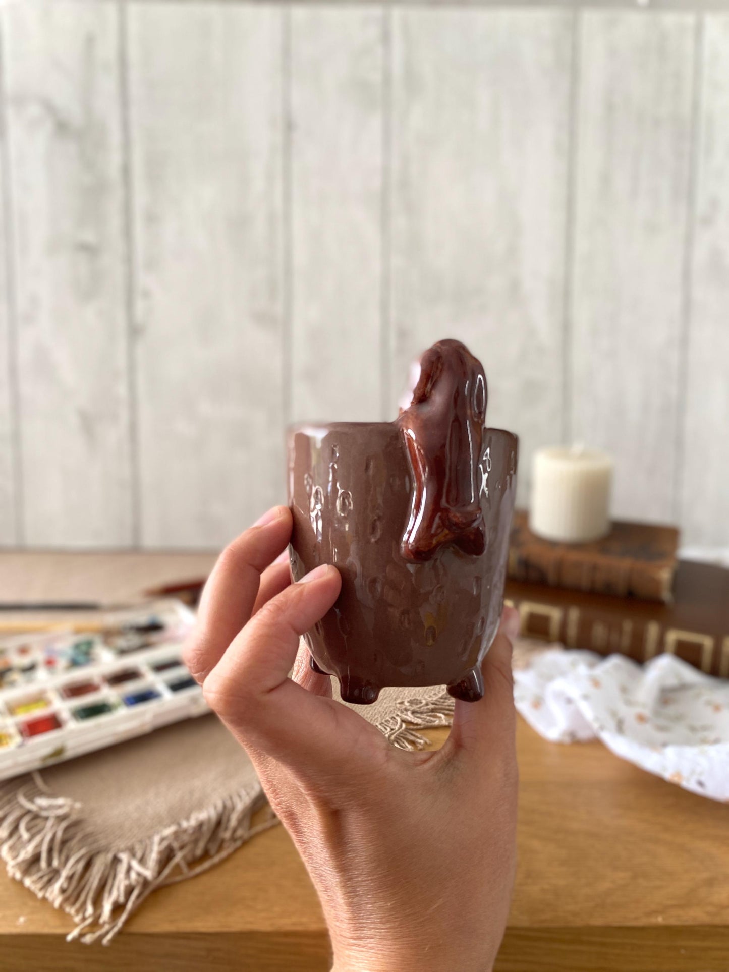 Gobelet à eau, pour aquarelle, peinture PERSONNALISABLE, animal, mug, tasse en céramique, tasse à café, thé