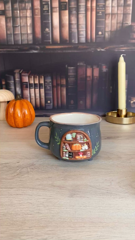 Pré-commande Tasse bibliothèque de sorcière, grimoire, école de sorcier, tasse en céramique, tasse à café, thé