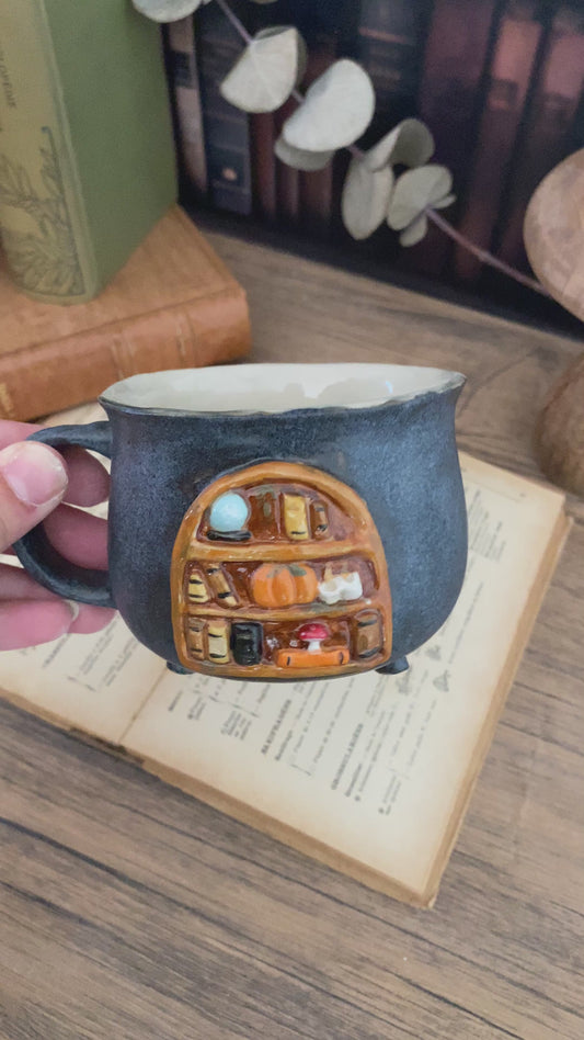 Tasse bibliothèque de sorcière, grimoire, école de sorcier, tasse en céramique, tasse à café, thé